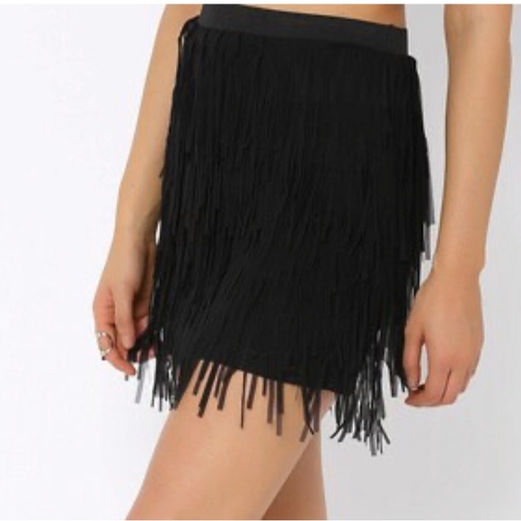 VERDUSA Women’s Black Fringe Roaring 1920 Style Dancing Mini Skirt Size M NWT - Picture 4 of 7